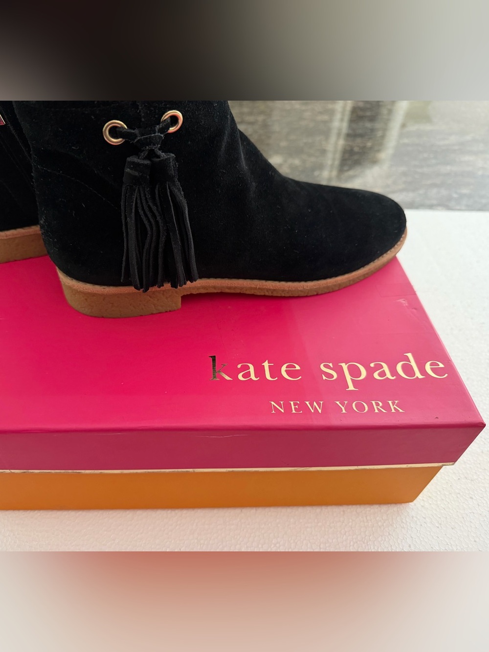 Kate Spade New York Bellamy Black Suede Tassel Ankle Booties!!